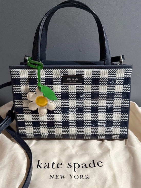 kate spade Handbags - Kate Spade Sam Icon Gingham Sequin Tote w/ Branded Dusty & Daisy Charm - NWT
